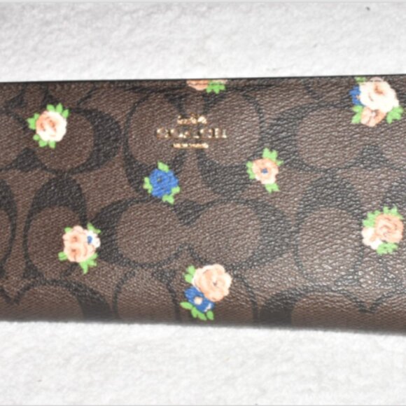 Coach Monogram & Flowers Long Brown Monogram Wallet & Pouch - Picture 1 of 8